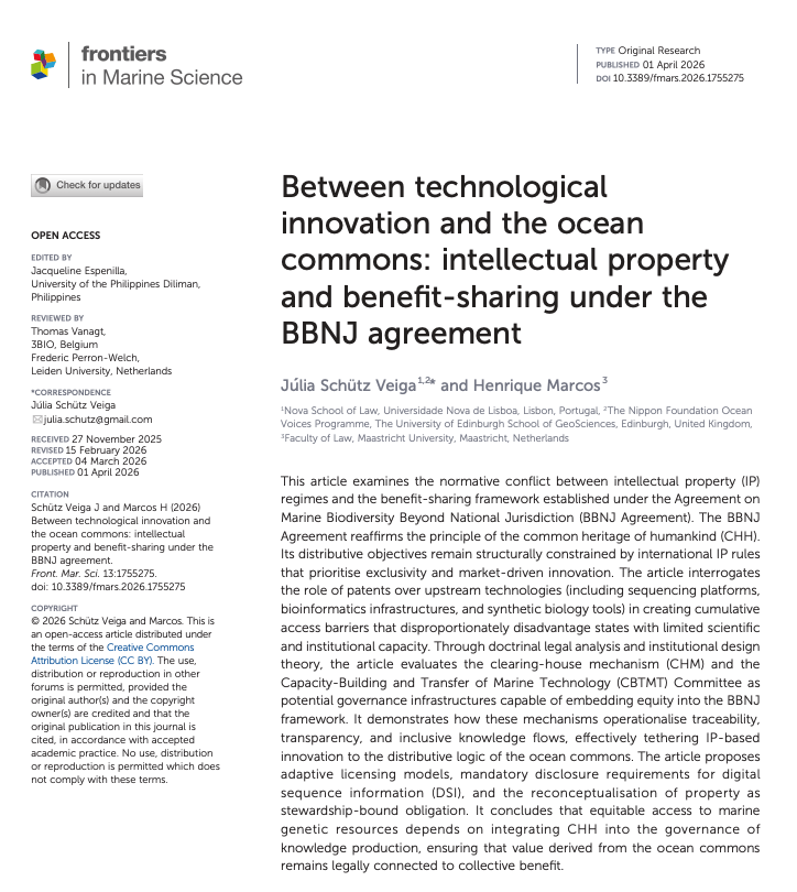 New Publication: Intellectual Property and Benefit-Sharing Under the BBNJ&nbsp;Agreement