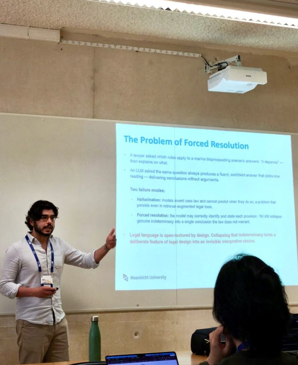 Henrique Marcos presenting on formal irresolution at the SKILLED-LLMs workshop in Lisbon